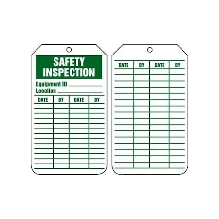 Accuform Safety Tags, SAFETY INSPECTION, 8.5in x 3.875in, RP-Plastic, 5PK TRS324PTM